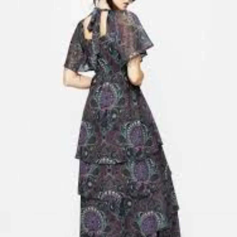 Clarette Chiffon Angel Sleeve Tiered Gown size 8US - Picture 7 of 8